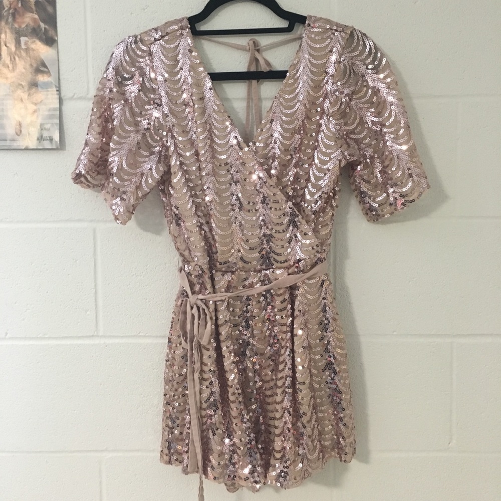 Pink sequin romper